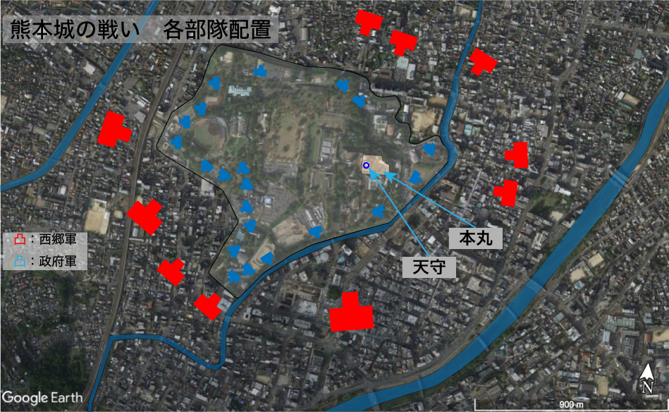 熊本城の戦いー部隊配置