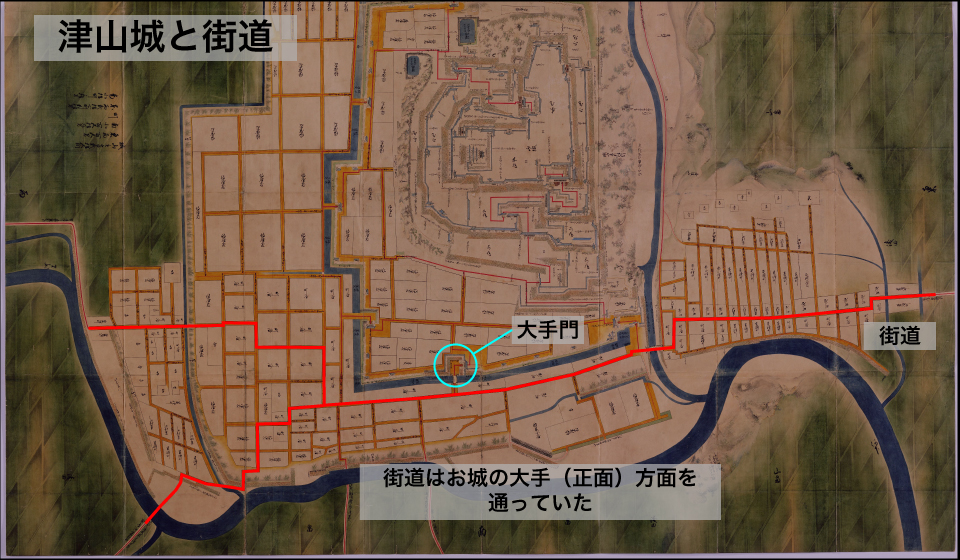 津山城と街道